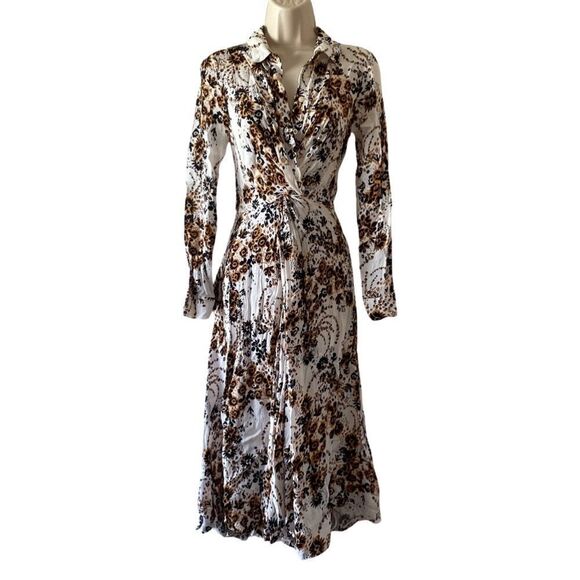 EUC Free People White and Brown Floral Maxi Dress - Picture 2 of 5